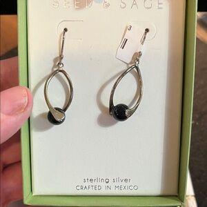 Seed & Sage Silver Earrings with Black Details
